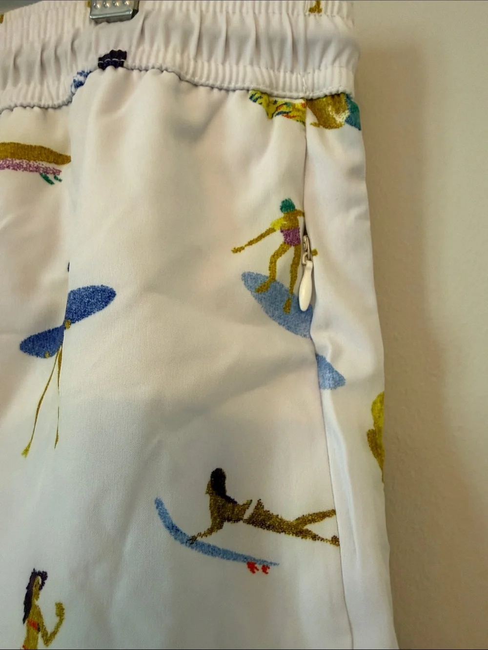NWT Men’s White Surf Print Swim Trunks